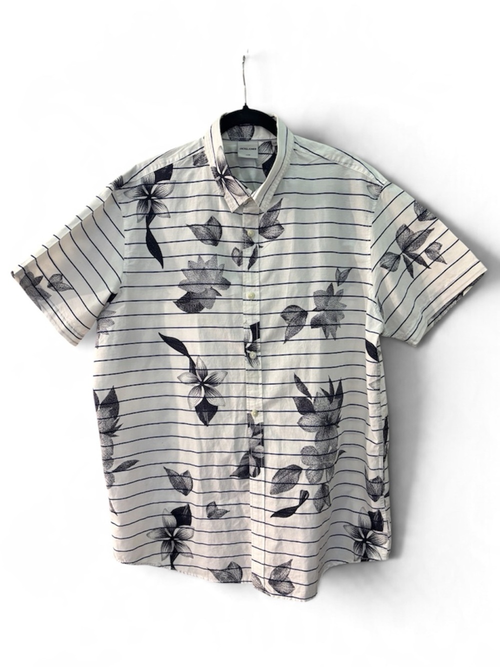 Jack & Jones Floral Striped Short Sleeve Button Down Shirt - NWT | XXL
